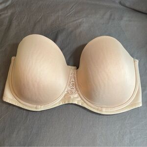 Vanity Fair Strapless Bra Rose Lace Beige 40D